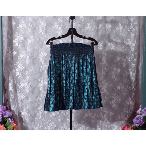 Vintage 50s Hostess Apron 1950s Aqua Blue Brocade Mid-Century Mad Men Style - Picture 1 of 4